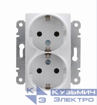 Розетка 2-м СП Lillium 10А с заземл. с панелью механизм бел. Makel 30001082