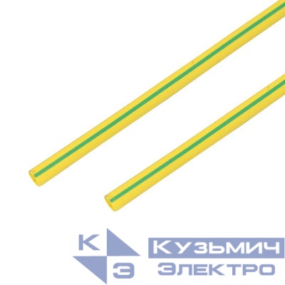 Трубка термоусадочная ТУТ нг 8.0/4.0 желт./зел. 1м Rexant 20-8007