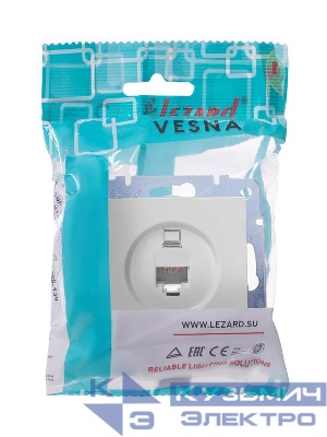 Розетка компьютерная 1-м СП Vesna механизм бел. LEZARD 742-0288-139
