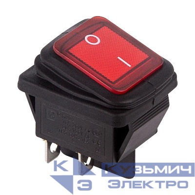 Выключатель клавишный 250В 15А (4с) ON-OFF красн. с подсветкой ВЛАГОЗАЩИТА (RWB-507) (инд. упак.) Rexant 36-2360-1