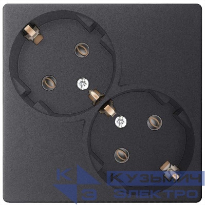 Розетка 2-м СП Simon 24 16А IP20 2х2P+E Schuko без защ. шторок механизм графит Simon 2450459-038
