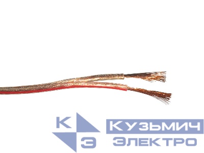 Кабель акустический 2*1.0мм2 (56*0.15мм) CCA, 100м, пластиковая катушка, прозрачный NETKO Optima