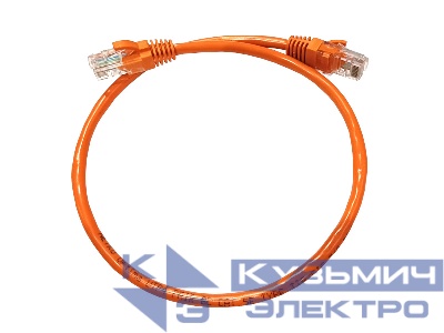 Патч-корд UTP4 cat 5e, 0,5м, ВС, LSZH, оранжевый, литой коннектор NETKO Optima