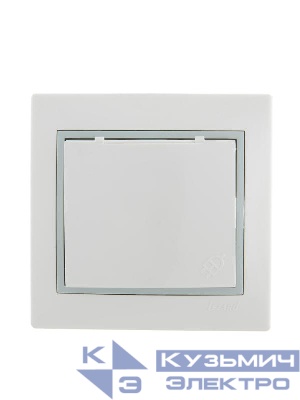 Розетка 1-м СП Mira 16А IP20 с заземл. с защ. крышкой с сер. вставкой керамика бел. LEZARD 701-0215-123