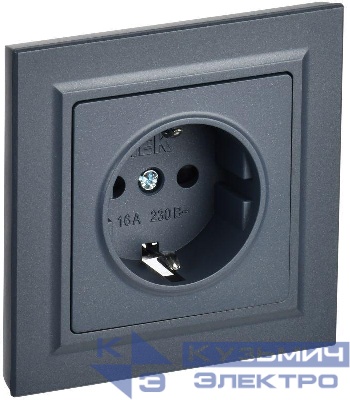 Розетка СП BRITE РСР14-1-0-БрМ 16А в сборе с заземл. защ. шторки маренго IEK BR-R14-16-K35-F