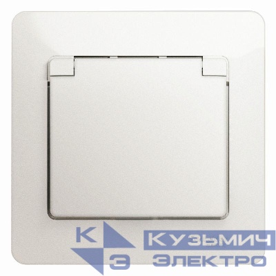 Розетка 1-м СП Glossa 16А IP20 с заземл. защ. шторки с крышкой в сборе перламутр. SE GSL000646