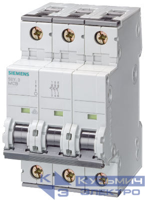 Выключатель автоматический модульный 3п C 20А 6кА Siemens 5SY63207