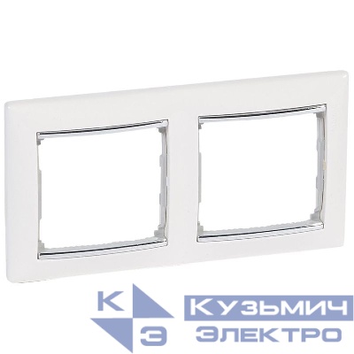Рамка 2-м Valena горизонт. бел./серебр. IEK 770492