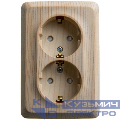 Розетка угловая 2-м ОП Этюд 16А IP20 250В с заземл. защ. шторки сосна SE PA16-108D