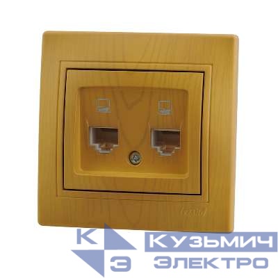 Розетка компьютерная 2-м СП Mira RJ45 ольха LEZARD 701-0701-141