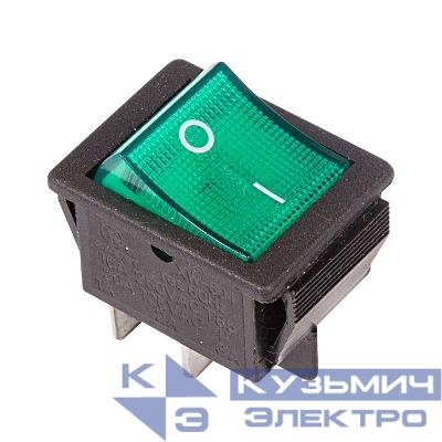 Выключатель клавишный 250В 16А (4с) ON-OFF зел. с подсветкой (RWB-502 SC-767 IRS-201-1) (инд. упак.) Rexant 36-2332-1