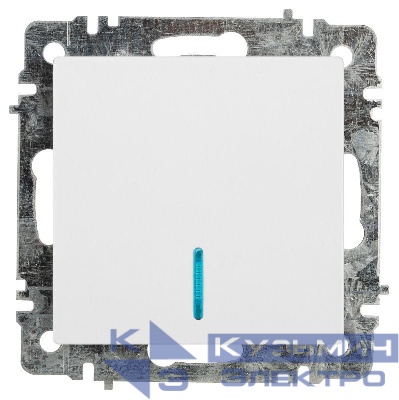 Выключатель 1-кл. СП Accent 6-102-01 10А IP20 250В с подсветкой AL/CU бел. Intro Б0063445