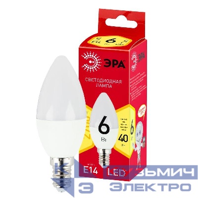 Лампа светодиодная LINE LED B35-6W-827-E14 R B35 6Вт свеча E14 тепл. бел. ЭРА Б0052383