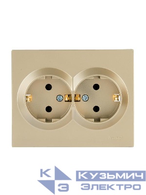 Розетка двойная VESNA с защитой от детей ПБТ зол. LEZARD 742-3600-178B