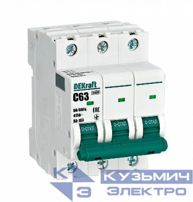 Выключатель автоматический модульный 3п C 63А ВА103 DEKraft 12311DEK