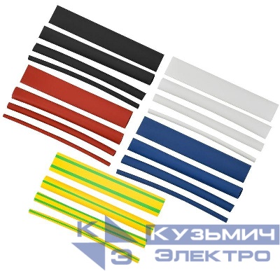 Набор трубок термоусадочных тонкостен. ТТУ 2/1; 4/2; 6/3; 8/4 (ЖЗ; С; К; Ч) 20х8см разноцвет. IEK UDRS-D2-D8-10-1