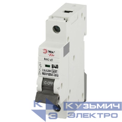 Выключатель автоматический 1п B 40А 6кА ВА47-63 PRO VA63-1P40B6 Эра Б0063127