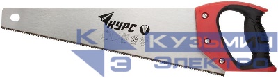 Ножовка по дереву 400мм мелкий каленый зуб 12 ТPI 3D заточка пласт.прорезиненная ручка КУРС 40371