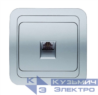 Розетка телефонная 1-м СП Mimoza 16А IP20 серебр./серебр. Makel 23414