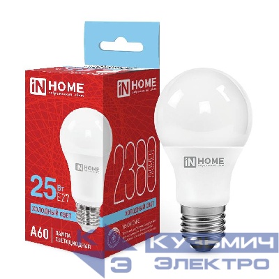 Лампа светодиодная LED-A60-VC 25Вт 6500К E27 2380лм 230В IN HOME 4690612062068