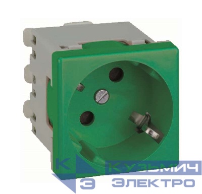 Розетка 1-м СП Simon Connect 16А IP20 250В 2P+E с заземл. модуль K45 45х45 безвинт. клеммы зел. Simon K11-27