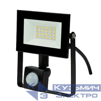 Прожектор светодиодный ULF-F62-30W/6500K SENSOR IP54 200-240В BLACK с датчиком движения и освещенности 6500К черн.Uniel UL-00007125