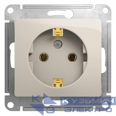 Розетка 1-м СП Glossa 16А IP20 250В с заземл. механизм молочн. SE GSL000943