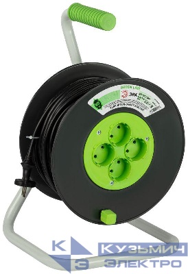 Удлинитель на пластик. катушке 4х50м без заземл. KAT-2x1.5-50m Greenline ПВС 2х1.5 Эра Б0065097