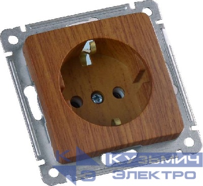 Розетка 1-м СП с заземл. механизм дуб HEGEL РС16-411-05