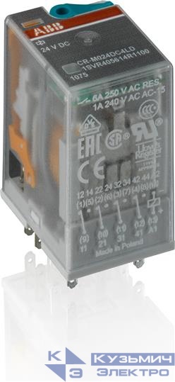 Реле CR-M024AC4 24B AC 4ПК (6А) ABB 1SVR405613R0000