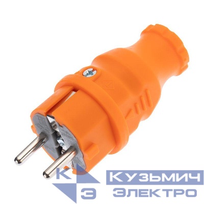 Вилка прямая влагозащищенная с заземл. 16А IP44 каучук оранж. Rexant 111-015