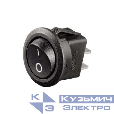 Выключатель клавишный 250В 6А (2с) ON-OFF круглый черн. (RWB-212; SC-214; MRS-102-8) Rexant 36-2550