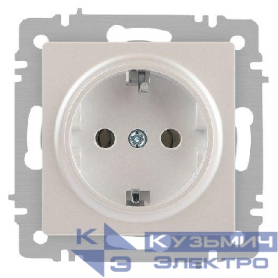 Розетка 1-м СП Accent 6-202-06 16А IP20 250В 2P+E Schuko перламутр. Intro Б0063695