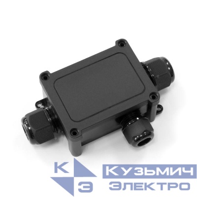 Коробка распределительная ОП 130х81х42 3-вводная IP68 ПА66 40А 450В d5-14мм черн. Промрукав PR08.13148