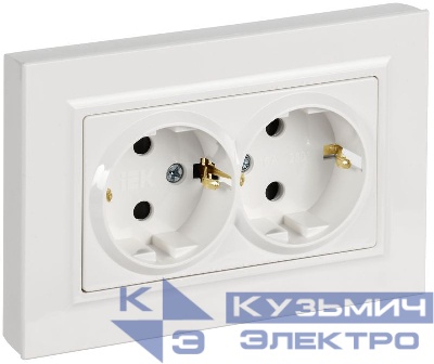 Розетка 2-м СП BRITE РСшПл12-3-БрБ 16А в сборе с заземл. защ. шторки плоская бел. IEK BR-R28-16-K01-F-PRO