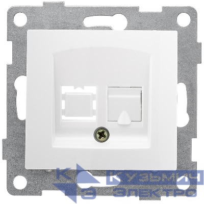 Розетка телефонная 1-м СП Bravo RJ12 механизм бел. GUSI С10Т1-001