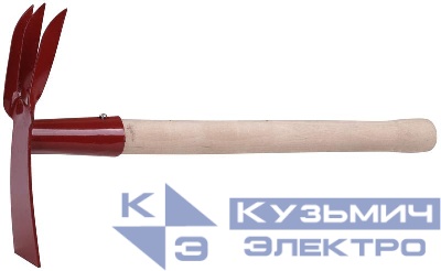 Мотыжка комбинированная 3 витых зуба профиль трапеция деревянная ручка 76812