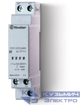 Реле модульное силовое моностабильное 1CO 16А AgSnO2 24В DC 17.5мм IP20 FINDER 199190244000PAS