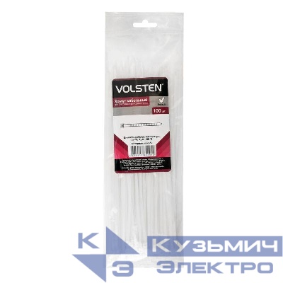 Хомут кабельный V02-1W-3.6х200-100 3.6х200 нейл. бел. (уп.100шт) Volsten 9501