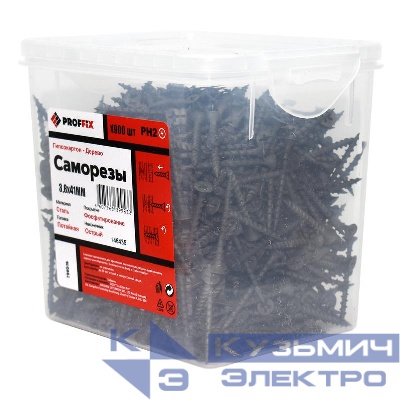 Саморез гипсокартон-дерево 3.8х41 усиленный (TWN) (уп.900шт) контейнер Proffix 146435