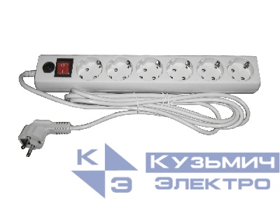 Сетевой фильтр Гарнизон ECL-6 3.0м 6 евророзеток, 10А, белый