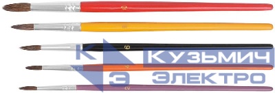 Кисть художественная натуральная щетина деревянная ручка круглая набор 5шт FIT 01512