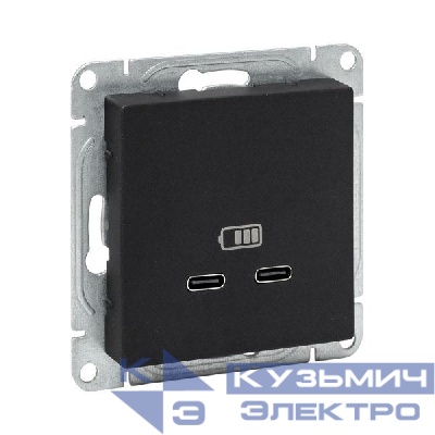 Розетка 2-м СП Эпика USB-C механизм черн. EKF UP1-SOB-2USBC
