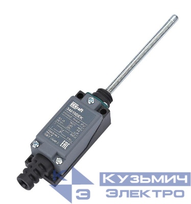 Выключатель концевой 1НО1НЗ пружин. рычаг с пластик. наконеч. метал. DEKraft 34010DEK