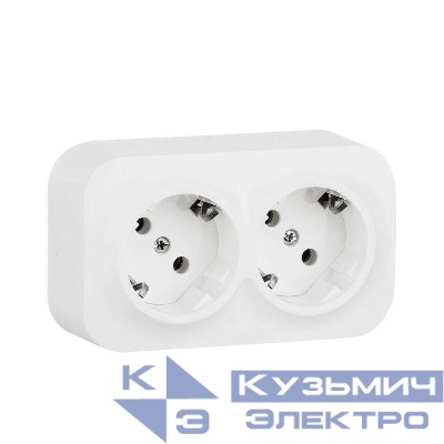 Розетка 2-м ОП Quteo 16А IP20 250В 2х2P+E с заземл. без защ. шторок бел. IEK 782233