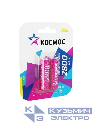 Аккумулятор AA/R6 2800мА.ч NI-MN BP-2 (блист.2шт) КОСМОС KOCR6NIMH2800MAH2BL