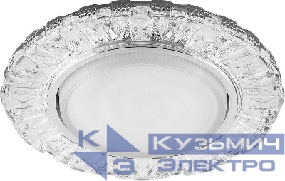 Светильник CD4023 15Вт GX53 встраив. без лампы со светодиод. подсветкой 20LEDх2835 SMD 4000К с драйвером в комплекте прозр. хром FERON 29476