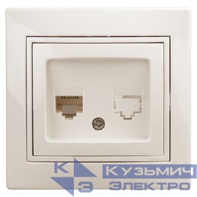 Розетка компьютерная 1-м СП Plano 1-303-02 RJ45 IP20 сл. кость Intro Б0027622