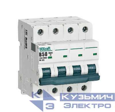 Выключатель автоматический модульный 4п B 50А 10кА ВА-105 DEKraft 13146DEK
