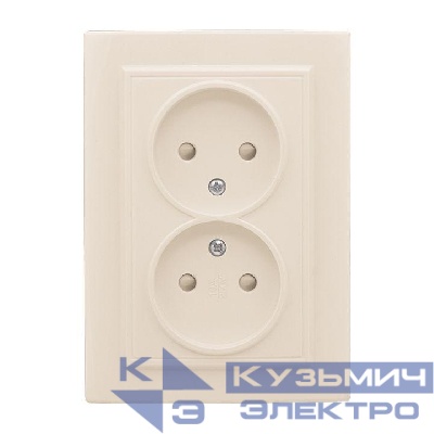 Розетка 2-м СП Минск 10А IP20 без заземл. защ. шторки беж. EKF ERR10-102-200